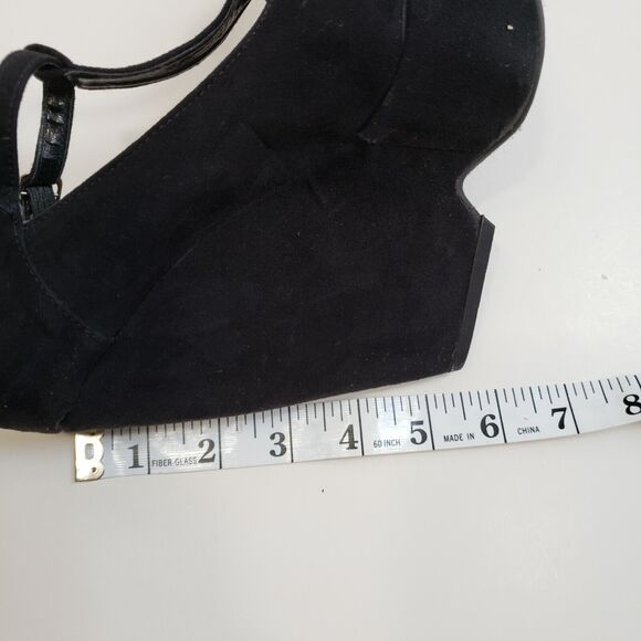 Breckelle's Shoes Women 5.5 Black Suede Wedge Ankle Platform T-Strap 5.5" Heel - Picture 5 of 12